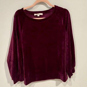 LOFT - Wine Velvet Crewneck Sweatshirt - Size M - Long Sleeves - Like New!